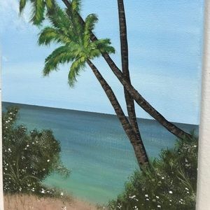 SALE- Beach landscape palm trees painting ocean